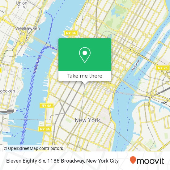 Mapa de Eleven Eighty Six, 1186 Broadway