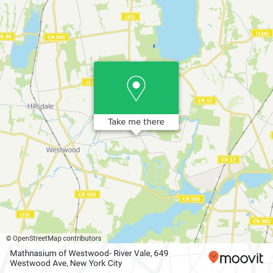 Mapa de Mathnasium of Westwood- River Vale, 649 Westwood Ave