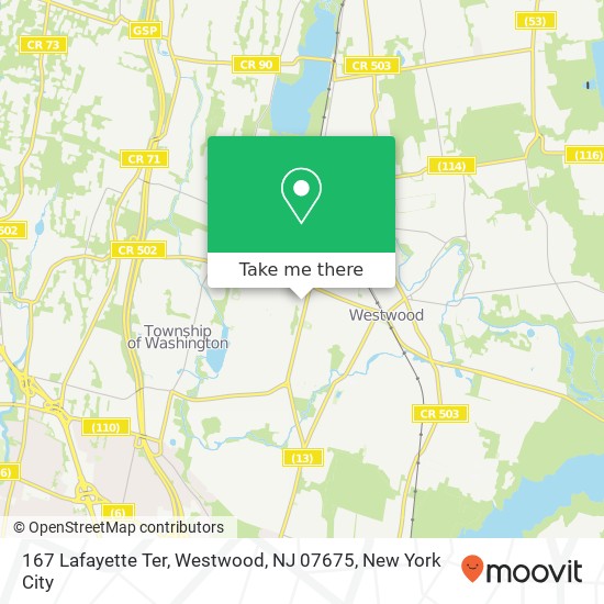 Mapa de 167 Lafayette Ter, Westwood, NJ 07675