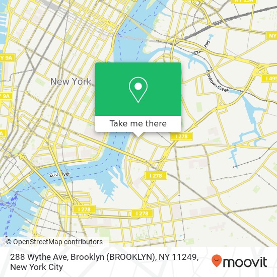 Mapa de 288 Wythe Ave, Brooklyn (BROOKLYN), NY 11249