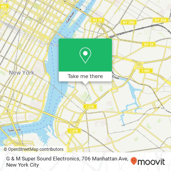 Mapa de G & M Super Sound Electronics, 706 Manhattan Ave