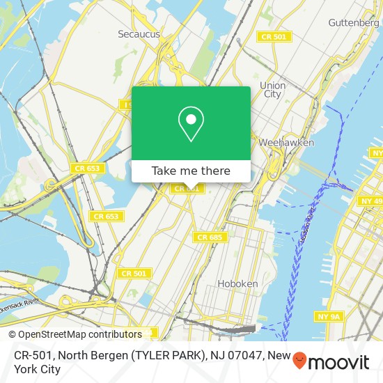 Mapa de CR-501, North Bergen (TYLER PARK), NJ 07047