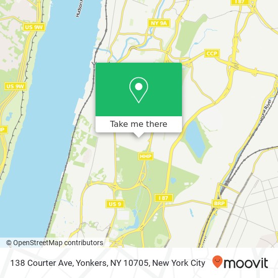 Mapa de 138 Courter Ave, Yonkers, NY 10705