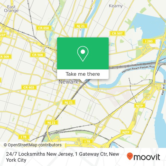 Mapa de 24 / 7 Locksmiths New Jersey, 1 Gateway Ctr