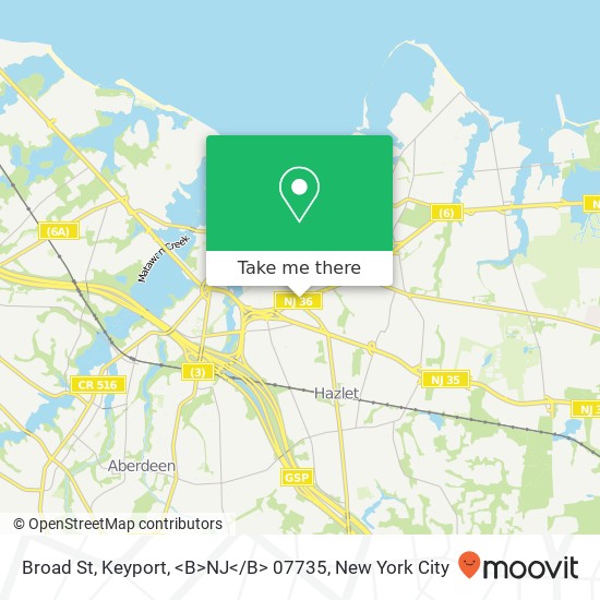 Mapa de Broad St, Keyport, <B>NJ< / B> 07735