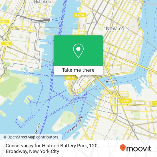 Mapa de Conservancy for Historic Battery Park, 120 Broadway