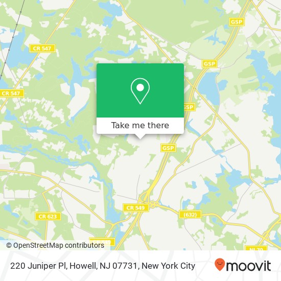 Mapa de 220 Juniper Pl, Howell, NJ 07731