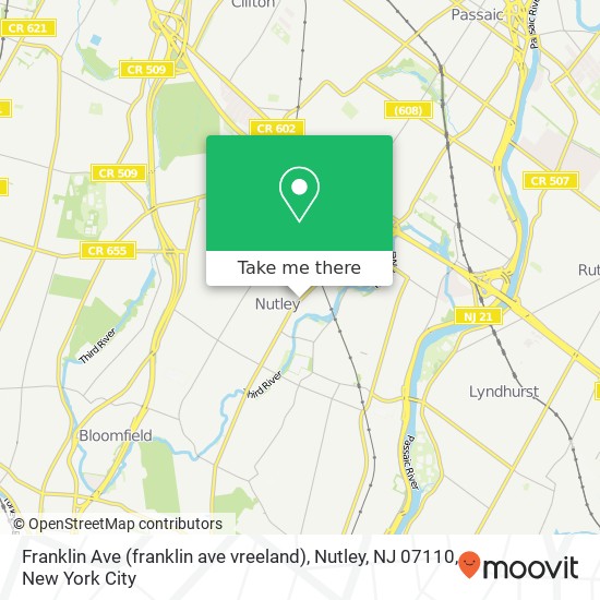 Mapa de Franklin Ave (franklin ave vreeland), Nutley, NJ 07110