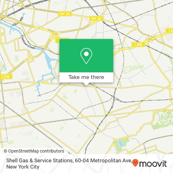Mapa de Shell Gas & Service Stations, 60-04 Metropolitan Ave