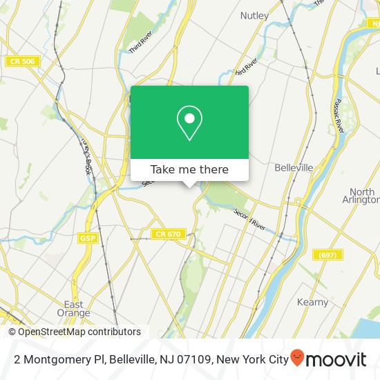 Mapa de 2 Montgomery Pl, Belleville, NJ 07109