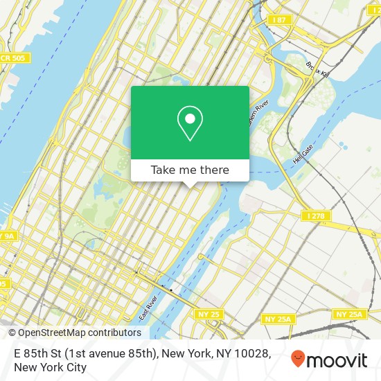 E 85th St (1st avenue 85th), New York, NY 10028 map