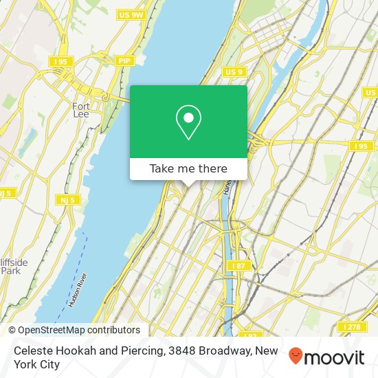 Celeste Hookah and Piercing, 3848 Broadway map