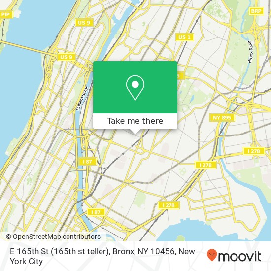 Mapa de E 165th St (165th st teller), Bronx, NY 10456