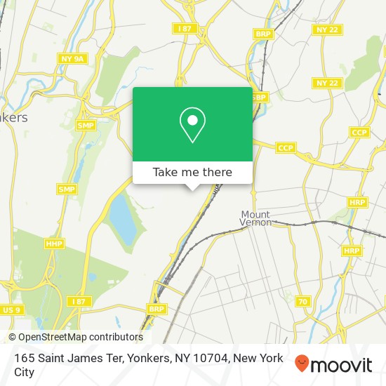 Mapa de 165 Saint James Ter, Yonkers, NY 10704