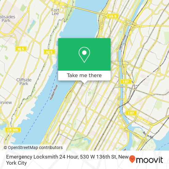 Mapa de Emergency Locksmith 24 Hour, 530 W 136th St