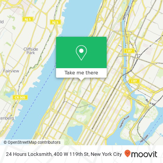 Mapa de 24 Hours Locksmith, 400 W 119th St