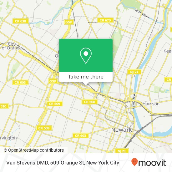 Mapa de Van Stevens DMD, 509 Orange St