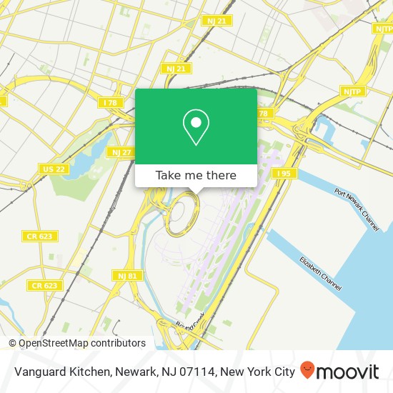 Mapa de Vanguard Kitchen, Newark, NJ 07114