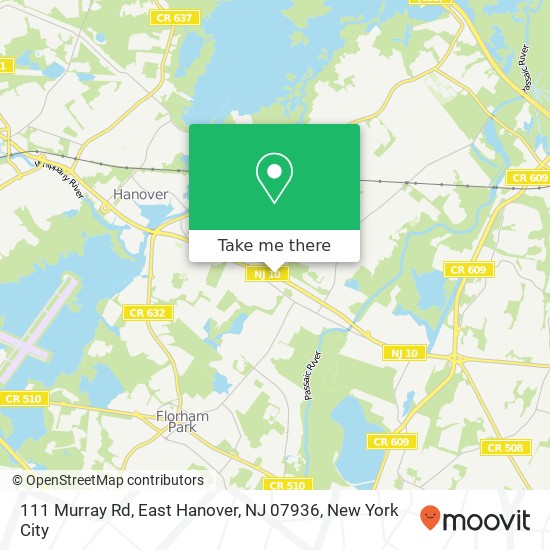 Mapa de 111 Murray Rd, East Hanover, NJ 07936