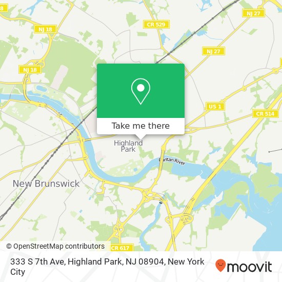 Mapa de 333 S 7th Ave, Highland Park, NJ 08904