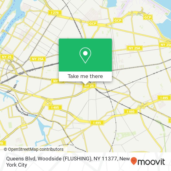 Mapa de Queens Blvd, Woodside (FLUSHING), NY 11377