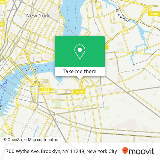 Mapa de 700 Wythe Ave, Brooklyn, NY 11249