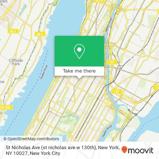 St Nicholas Ave (st nicholas ave w 130th), New York, NY 10027 map