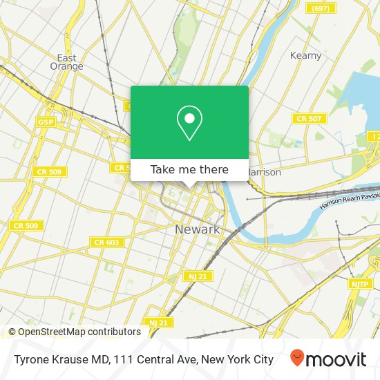 Mapa de Tyrone Krause MD, 111 Central Ave