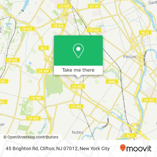 Mapa de 45 Brighton Rd, Clifton, NJ 07012