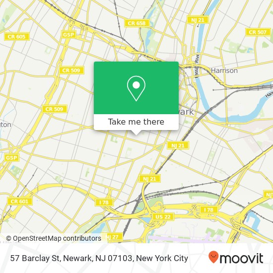 Mapa de 57 Barclay St, Newark, NJ 07103