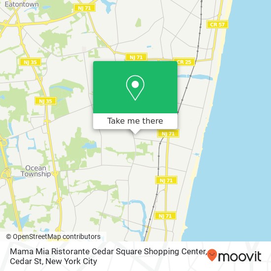 Mapa de Mama Mia Ristorante Cedar Square Shopping Center, Cedar St