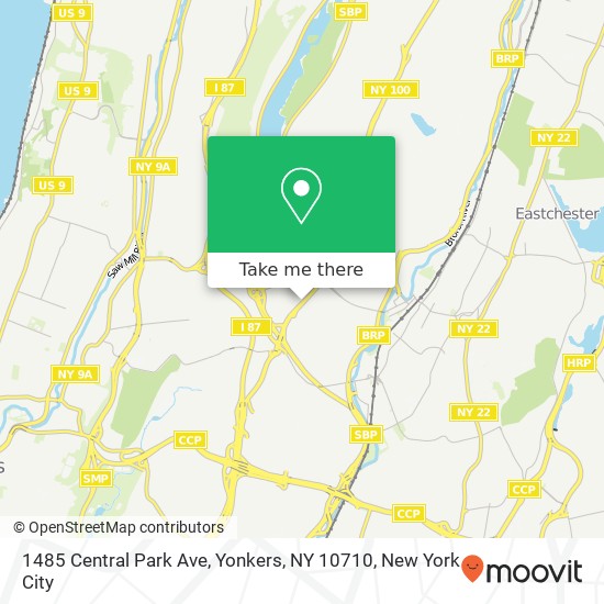 Mapa de 1485 Central Park Ave, Yonkers, NY 10710