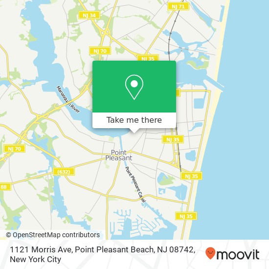 Mapa de 1121 Morris Ave, Point Pleasant Beach, NJ 08742