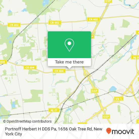 Portnoff Herbert H DDS Pa, 1656 Oak Tree Rd map