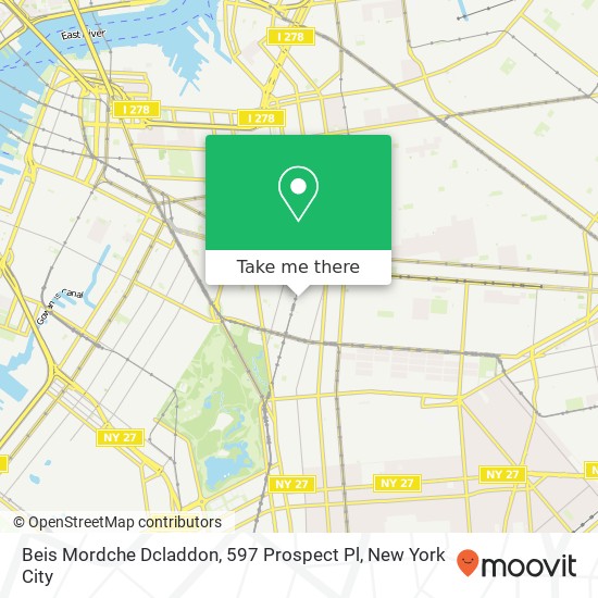 Mapa de Beis Mordche Dcladdon, 597 Prospect Pl