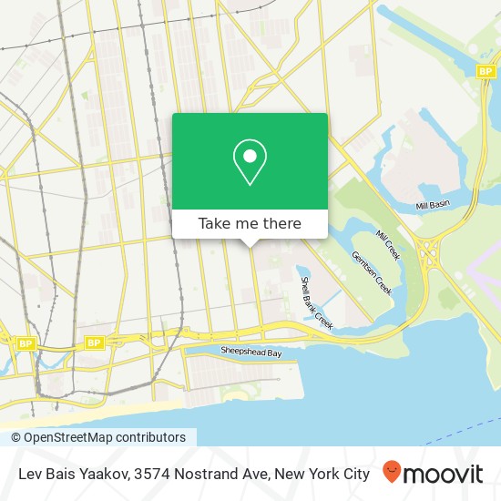 Mapa de Lev Bais Yaakov, 3574 Nostrand Ave