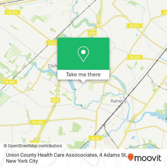 Union County Health Care Assocociates, 4 Adams St map