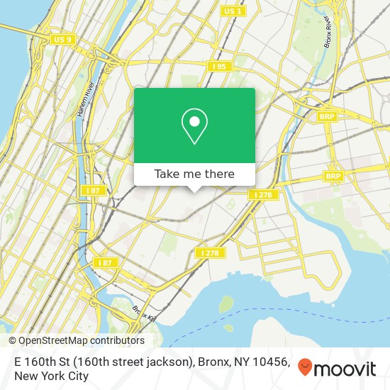 Mapa de E 160th St (160th street jackson), Bronx, NY 10456