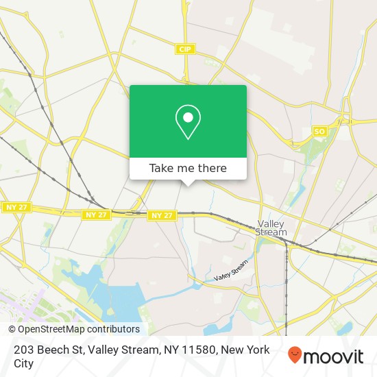 Mapa de 203 Beech St, Valley Stream, NY 11580