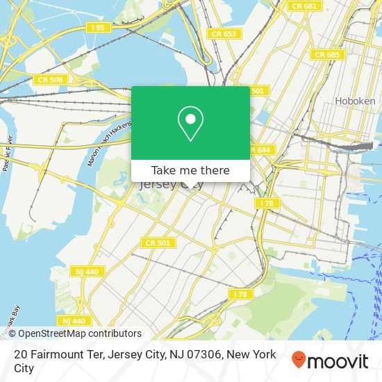 Mapa de 20 Fairmount Ter, Jersey City, NJ 07306