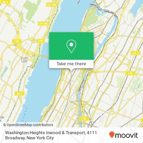 Mapa de Washington Heights Inwood & Transport, 4111 Broadway