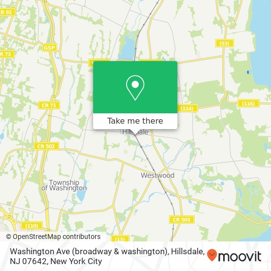 Mapa de Washington Ave (broadway & washington), Hillsdale, NJ 07642