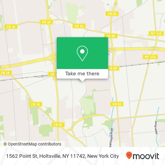 Mapa de 1562 Point St, Holtsville, NY 11742