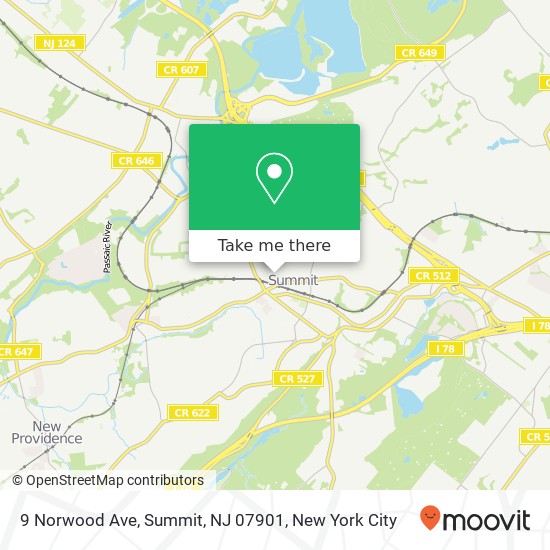 Mapa de 9 Norwood Ave, Summit, NJ 07901