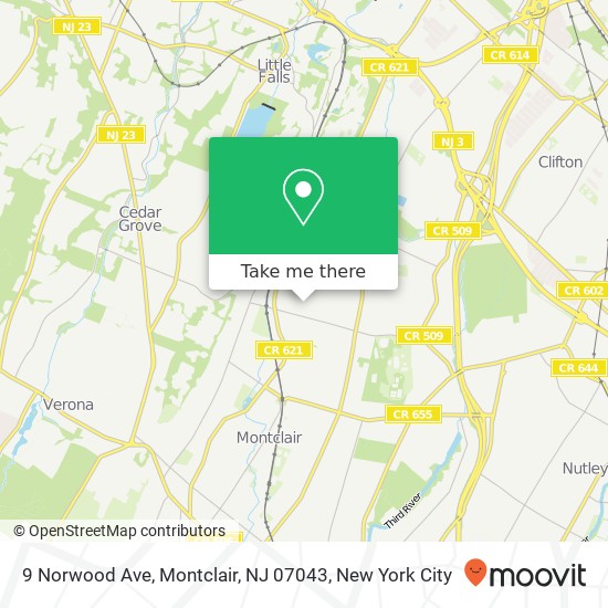 Mapa de 9 Norwood Ave, Montclair, NJ 07043