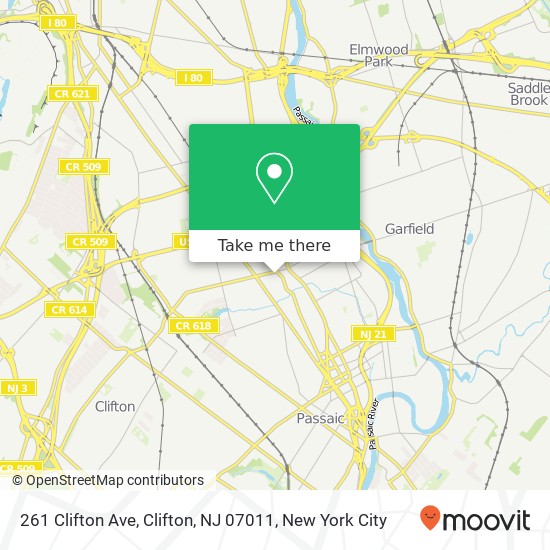 Mapa de 261 Clifton Ave, Clifton, NJ 07011