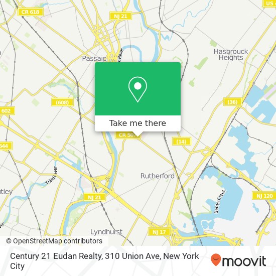 Mapa de Century 21 Eudan Realty, 310 Union Ave