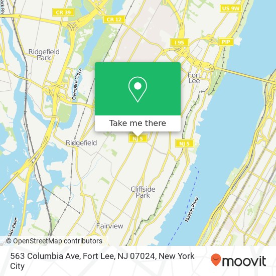 Mapa de 563 Columbia Ave, Fort Lee, NJ 07024