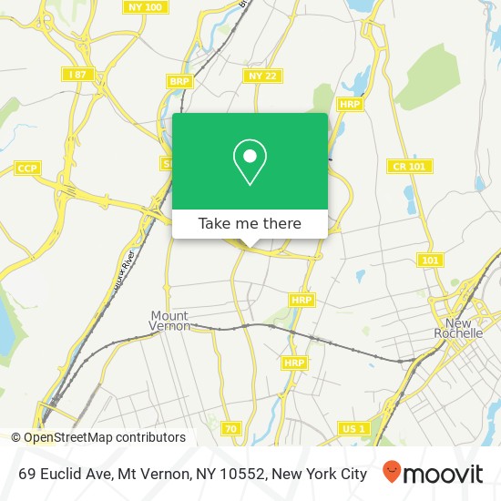 Mapa de 69 Euclid Ave, Mt Vernon, NY 10552