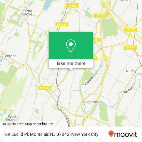 Mapa de 69 Euclid Pl, Montclair, NJ 07042